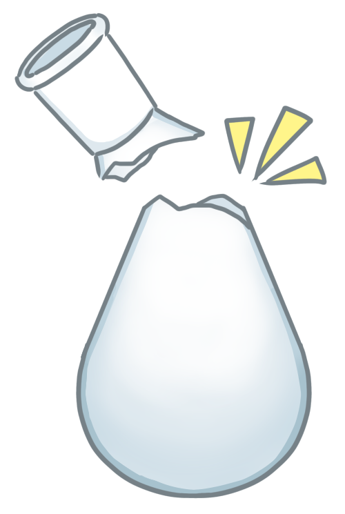 割れたガラス器具 かがくイラスト